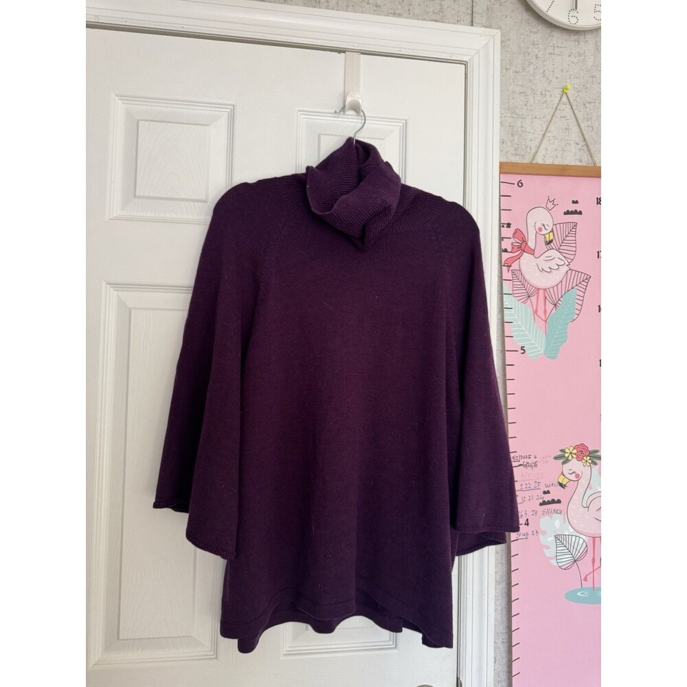 Eileen Fisher Large Womens Dark Purple Sweater Merino Wool - Picture 4 of 10